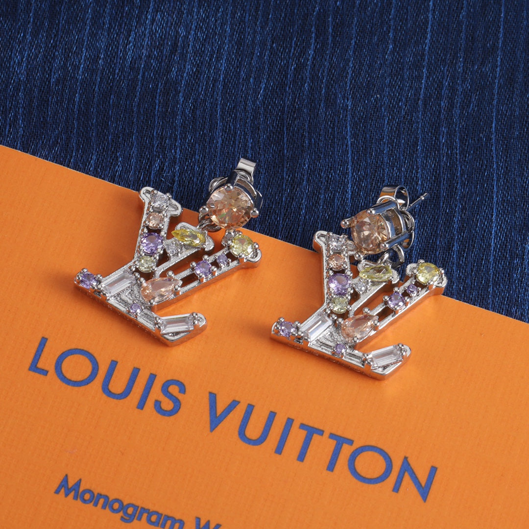 Colored Diamond Letter Earrings
