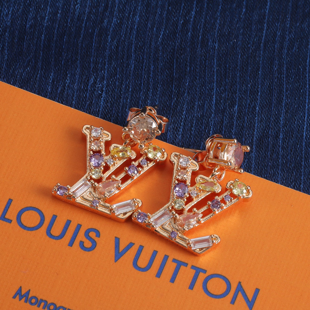 Colored Diamond Letter Earrings