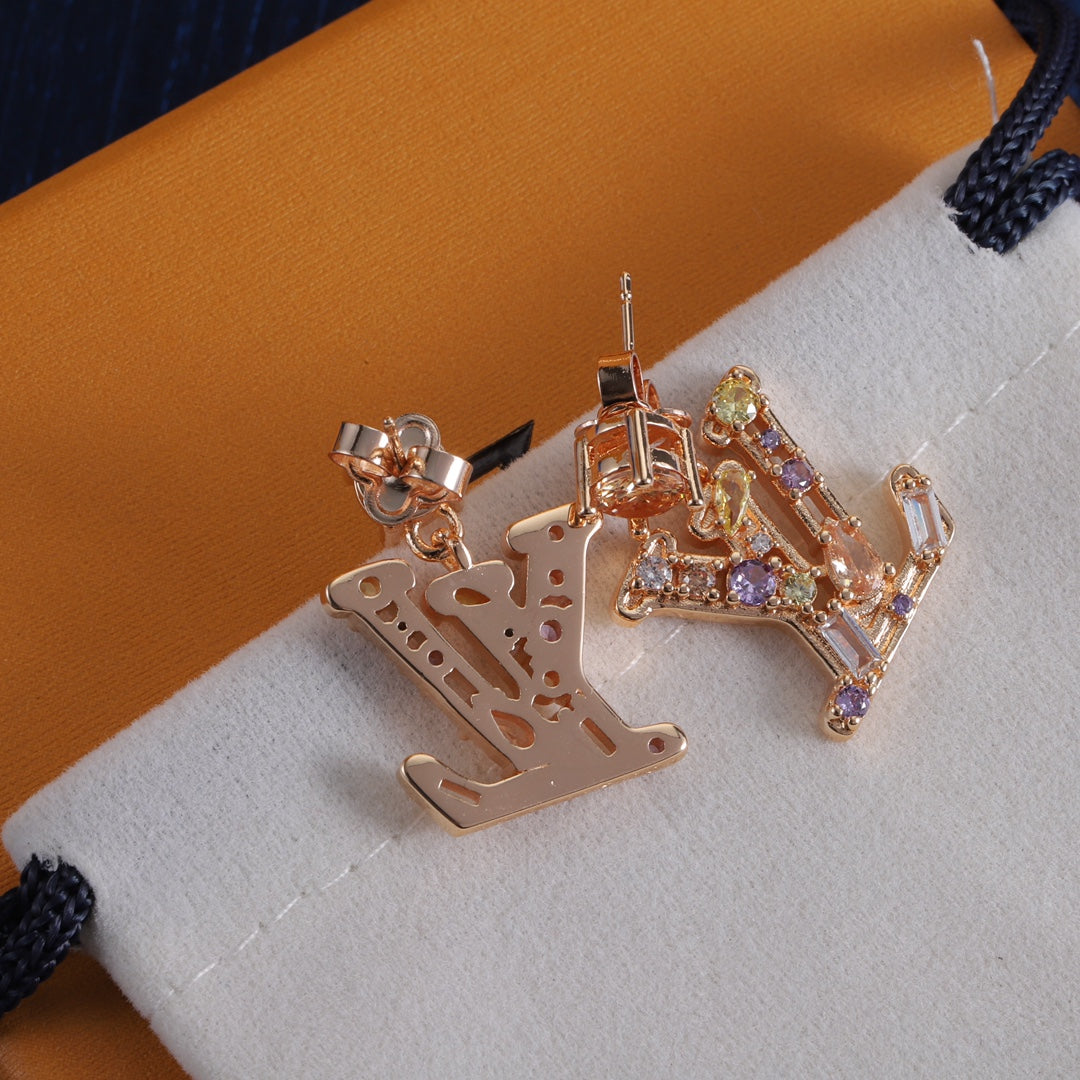 Colored Diamond Letter Earrings
