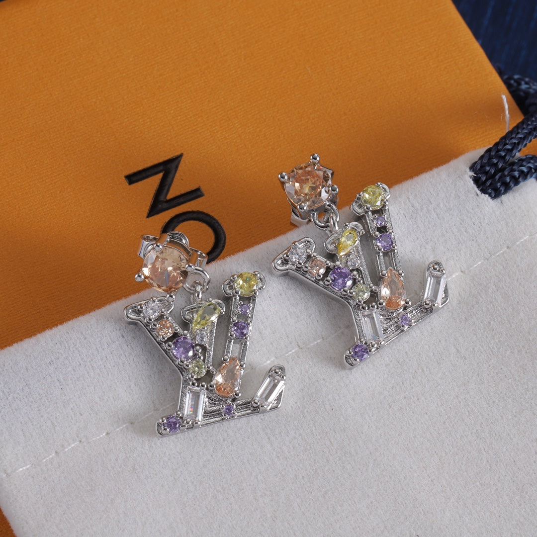 Colored Diamond Letter Earrings