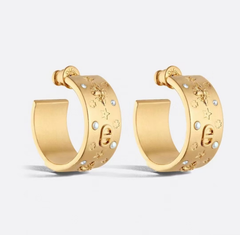 Half-hoop Embossed Bee Star Earrings