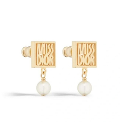 Square Letter Pearl Earrings