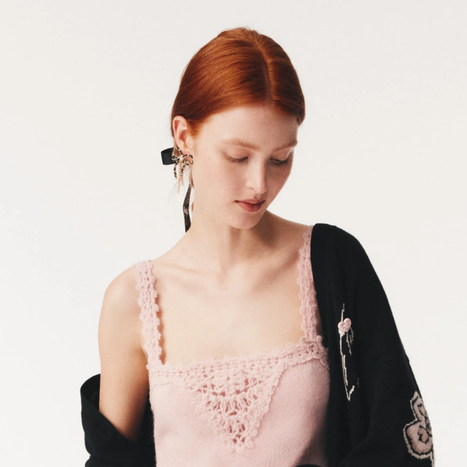 Black Leather Bow Tassel Earrings