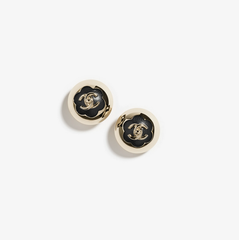 Round Black Leather Earrings