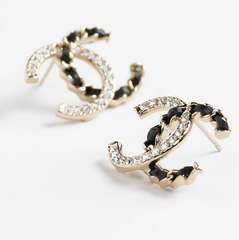 Classic Leather Rhinestone  Earrings