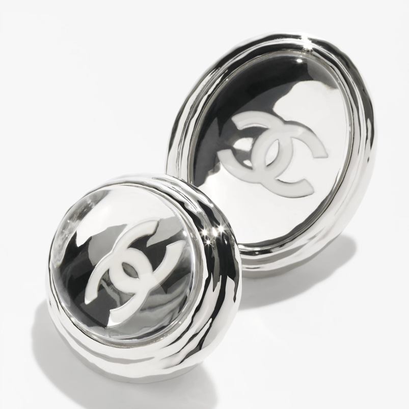 Silver Mirrored Oval Earrings