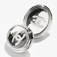 Silver Mirrored Oval Earrings