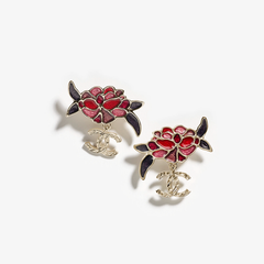 Hand-painted Enamel Flower Earrings