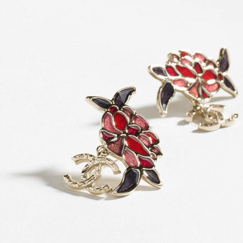 Hand-painted Enamel Flower Earrings