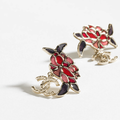 Hand-painted Enamel Flower Earrings