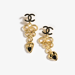 Black Gem Tassel Earrings