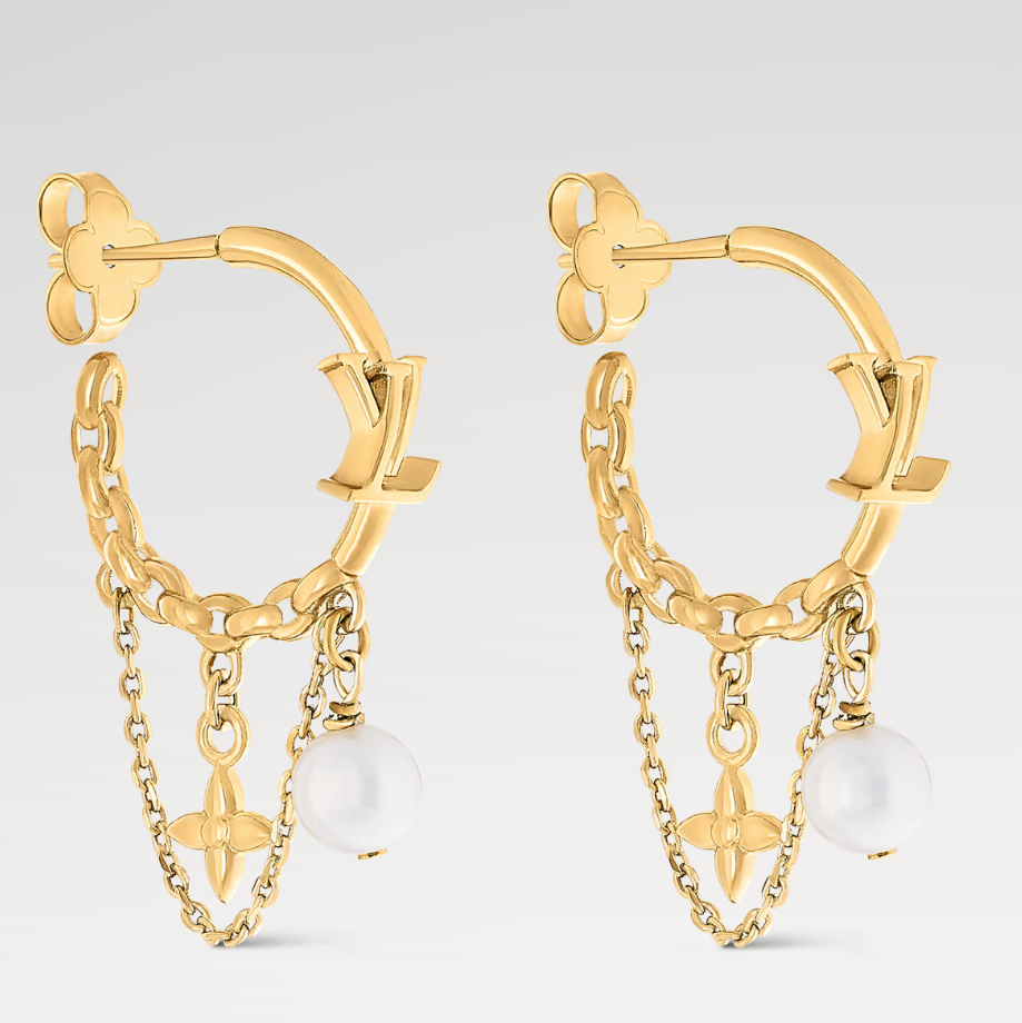 Chain Floral Hoop Earrings