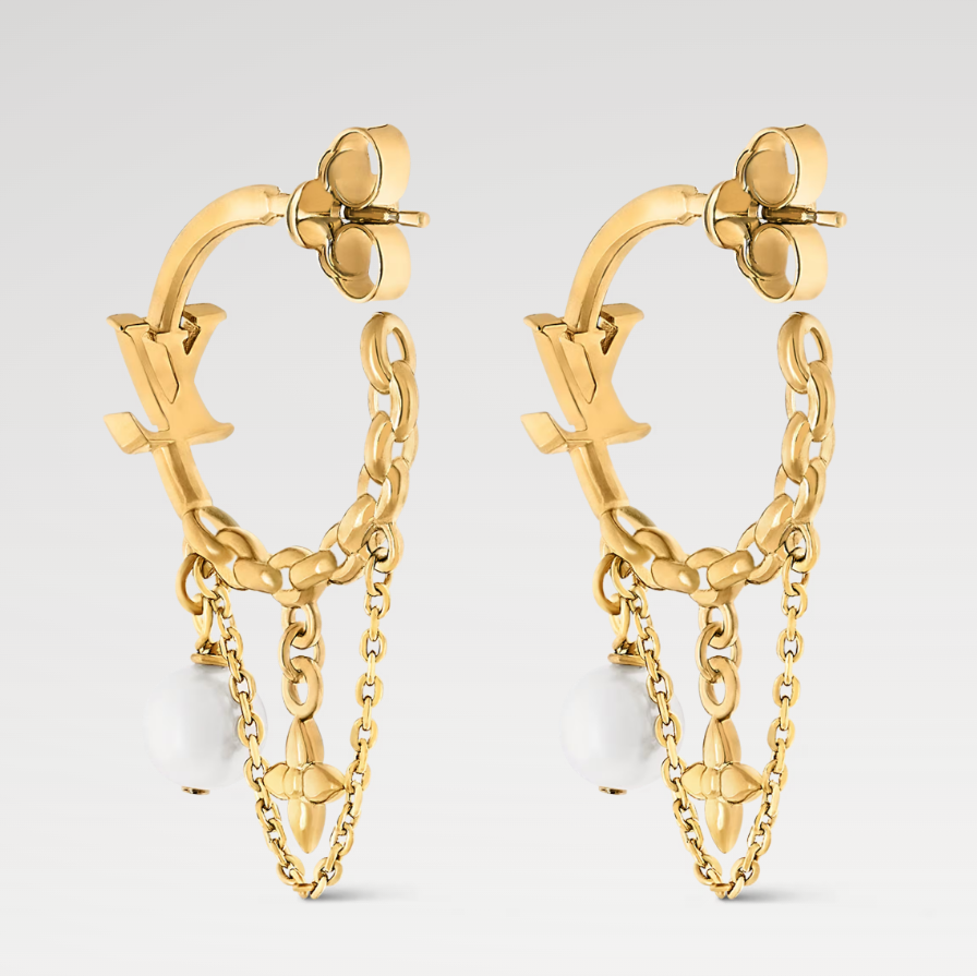 Chain Floral Hoop Earrings