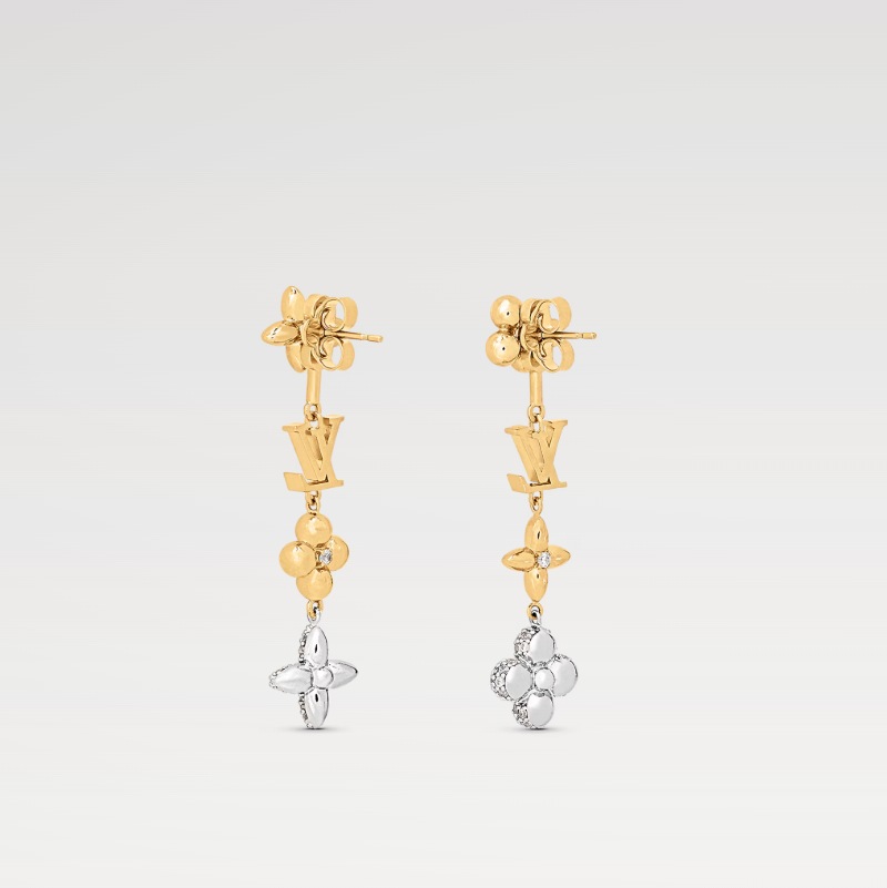 Diamond Floral Chain Earrings