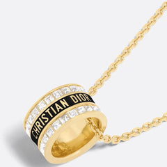 Elegant Enamel Diamond Hoop Pendant Necklace