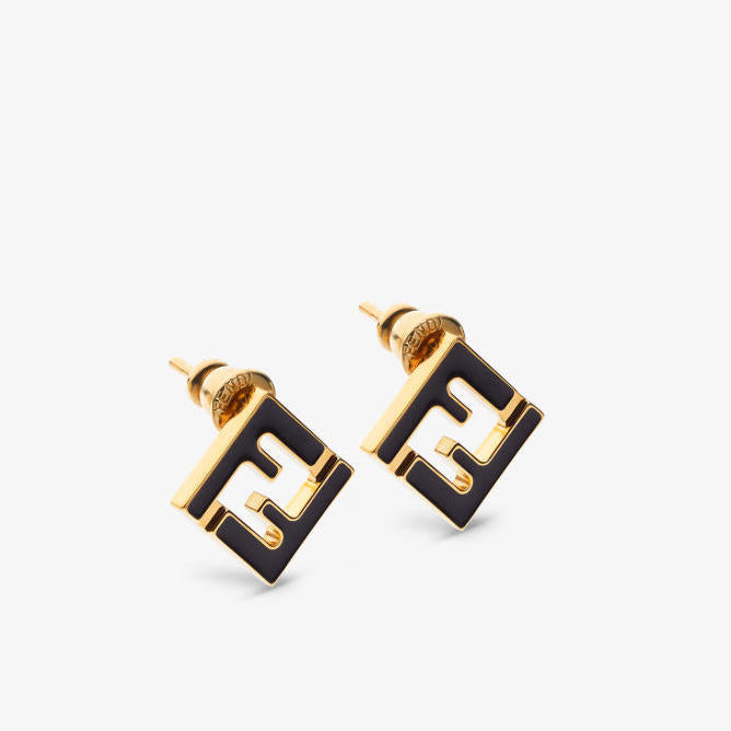 Vintage Black Enamel Stud Earrings