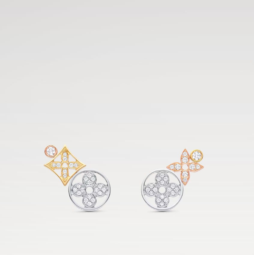 Spliced Diamond Flower Earrings