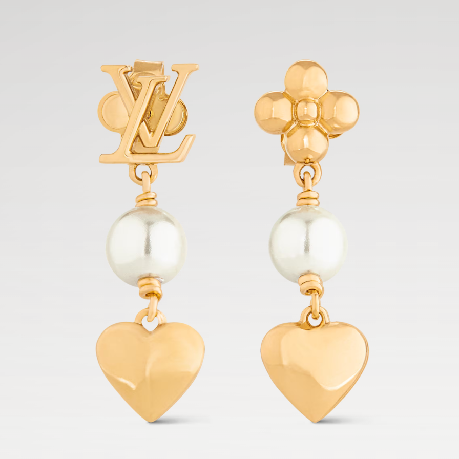 Heart  Pendant Pearl Earrings