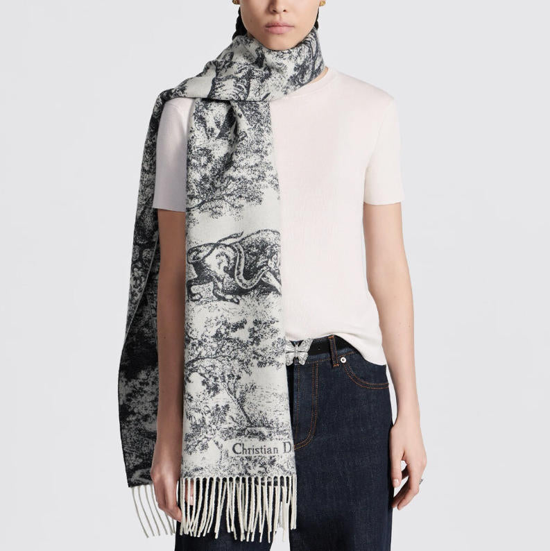Forest print tassel scarf