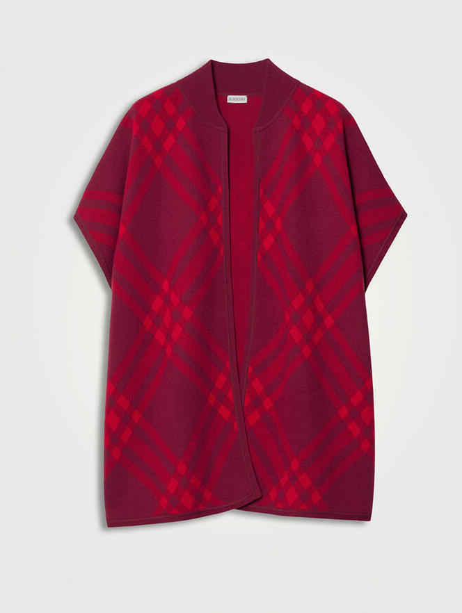 Large Check Wool Cape