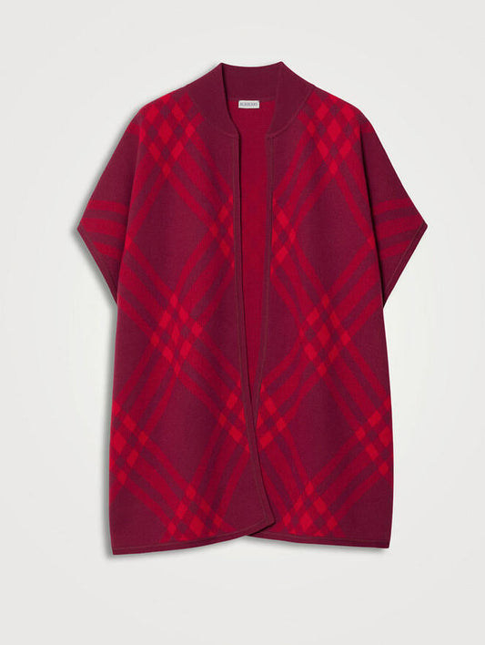 Large Check Wool Cape